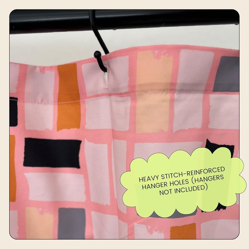 Worthwhile Goods Pink MidMod Shower Curtain – 72x72 Mid Century Modern Bathroom Curtain with Abstract Square Pattern, Retro Colorful Fabric Design for Apartments, Guest Baths, or Dorms - Image 4